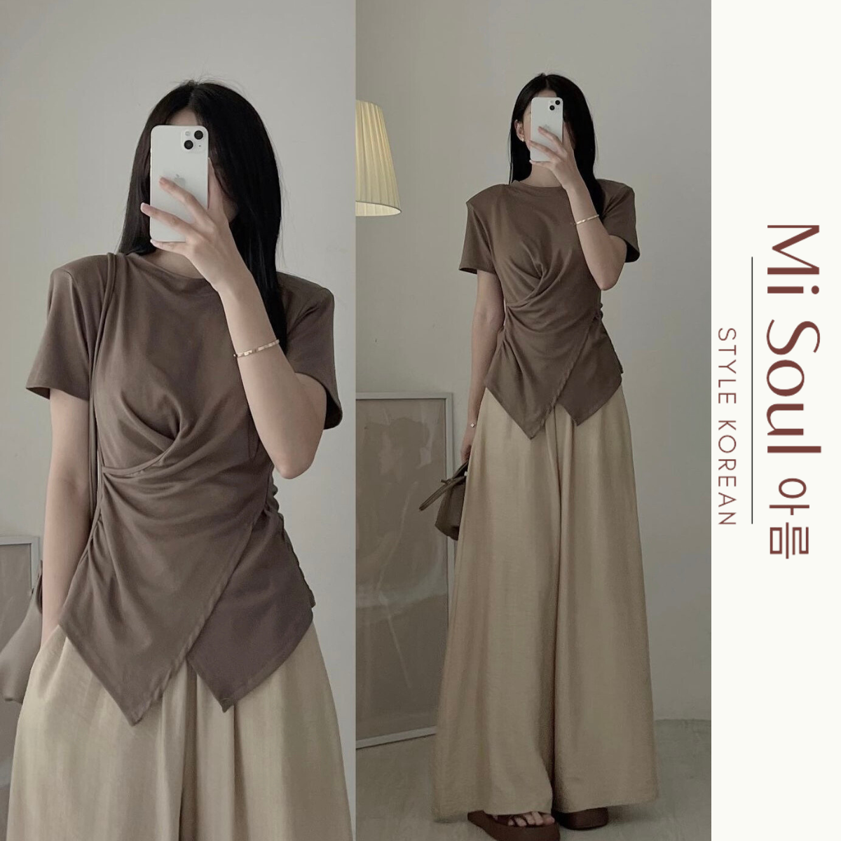 Áo Thun Xoắn Eo Cổ Tròn MiSoul BigSize , Áo Cộc Tay BigSize Vạt Chéo 199