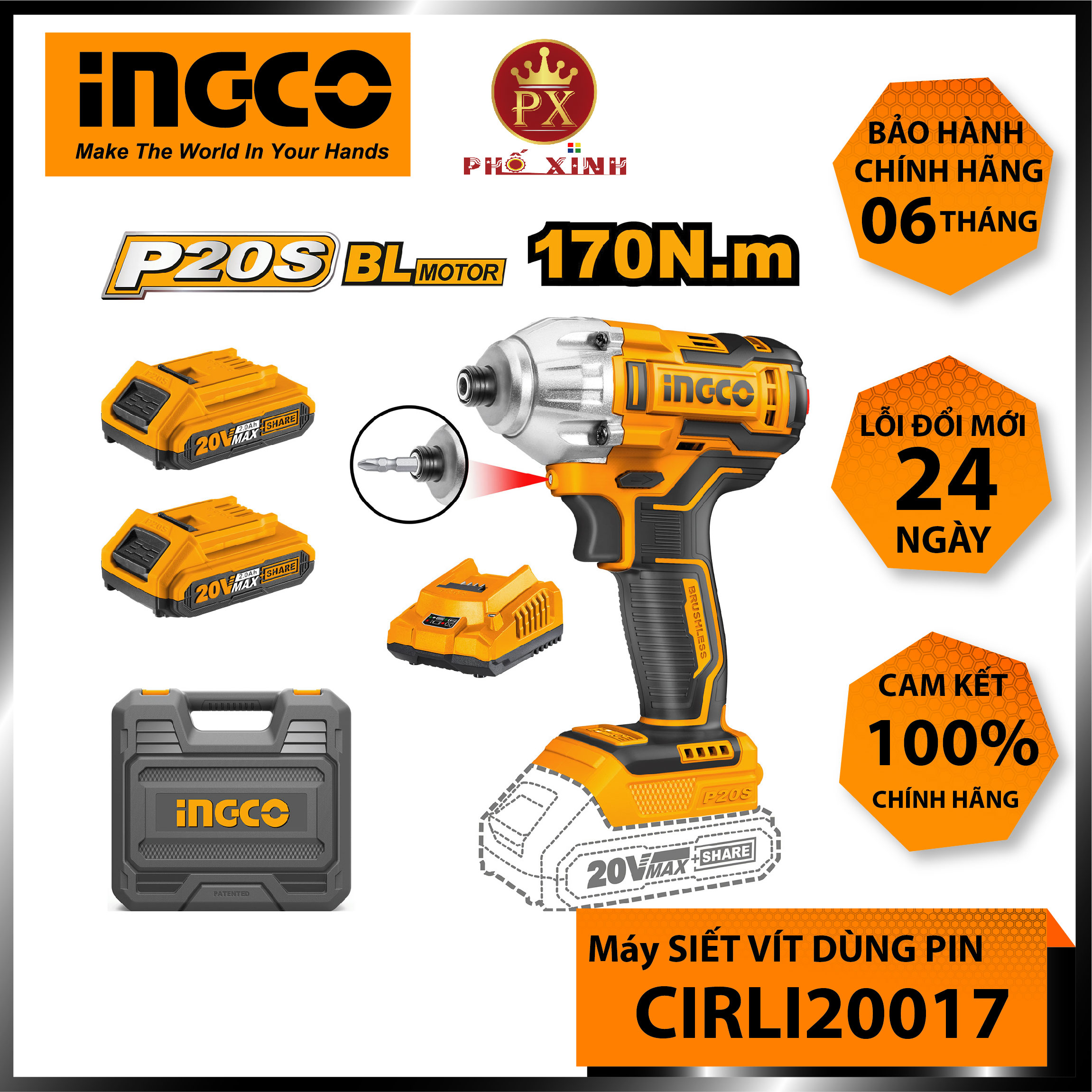 Máy siết mở vít dùng pin lithium 20v ingco cirli2017