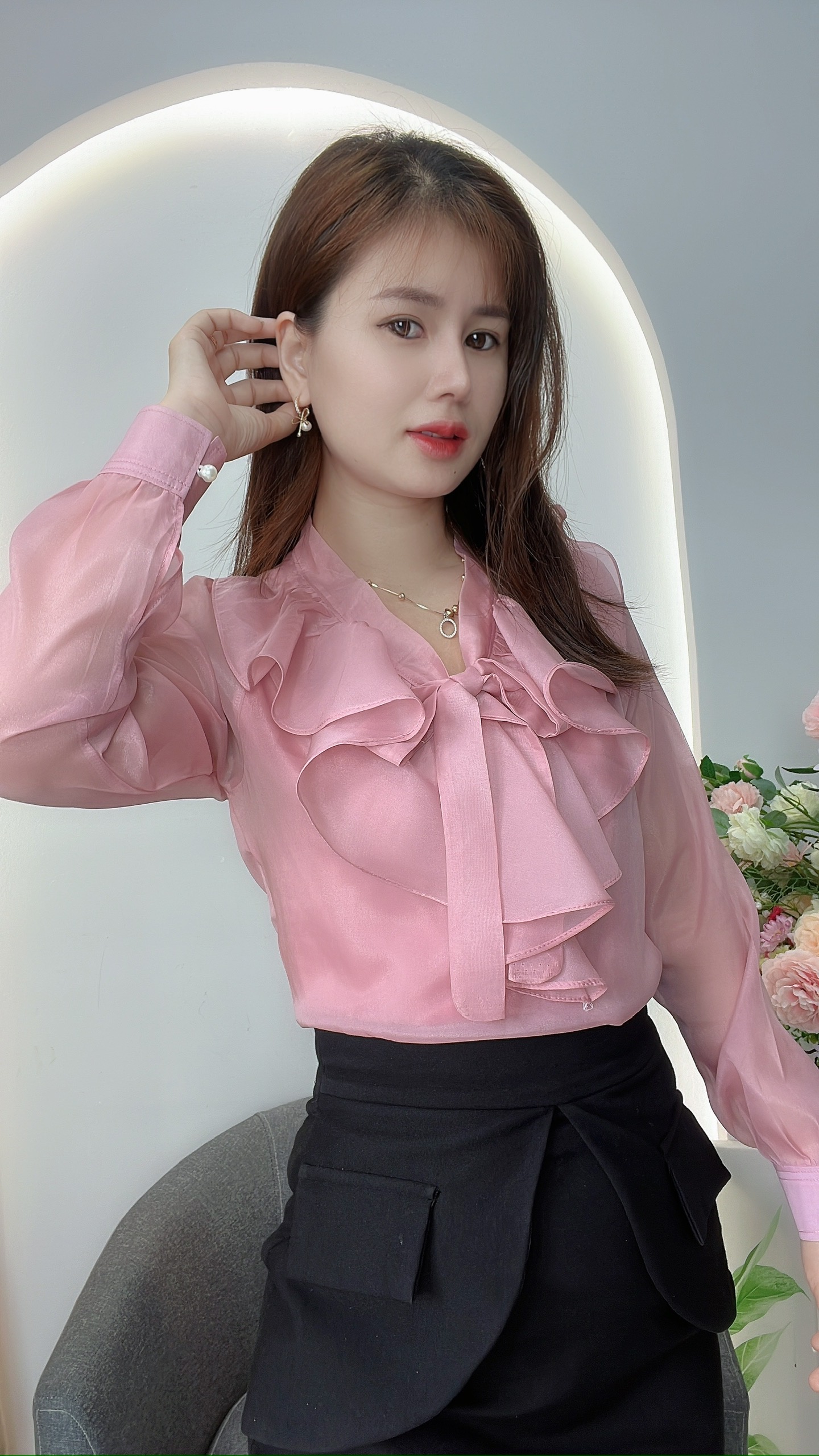 AT1- ÁO KIỂU NỮ CÔNG SỞ BÈO CỘT NƠ