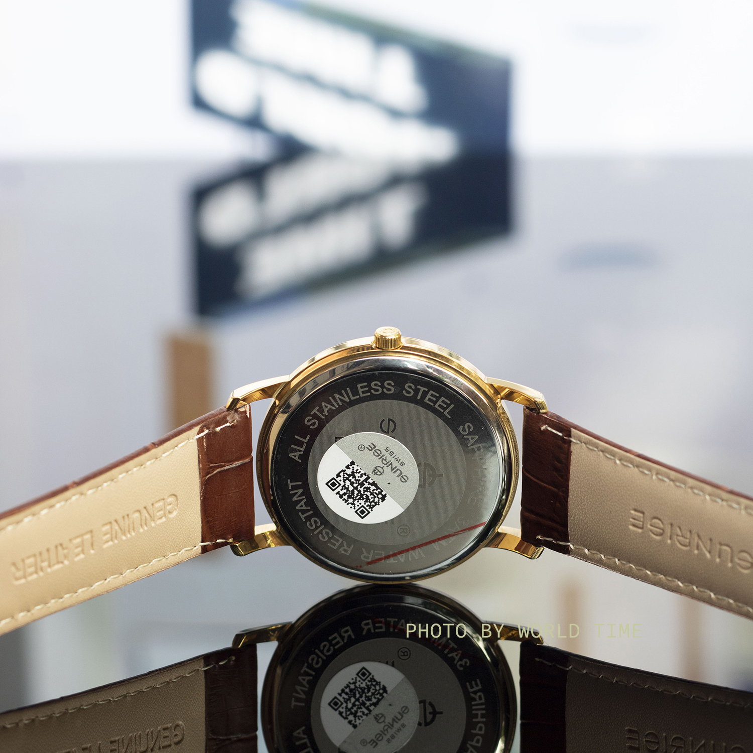 Đồng hồ nam dây da Sunrise DM778SWA full box, mặt kính sapphire chống xước , chống nước, Bảo hành hãng 03 năm