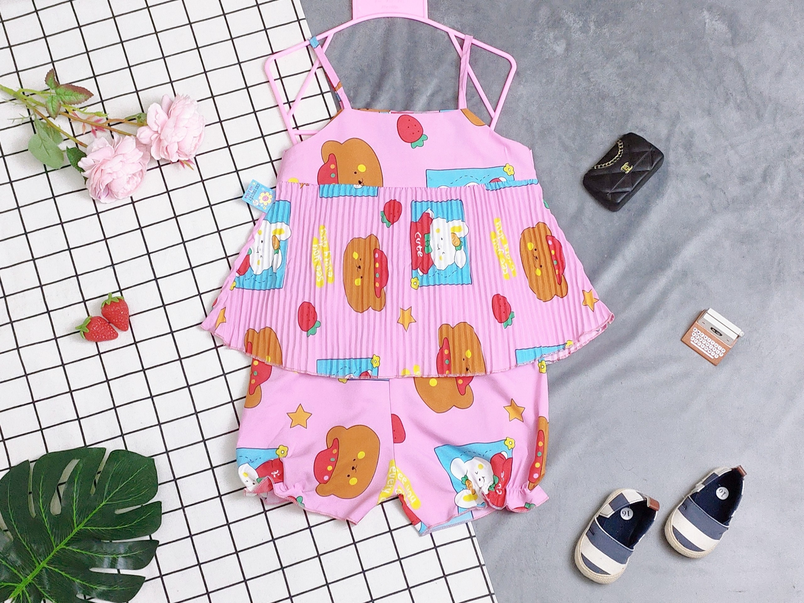 Bộ Lụa Dây Xếp Li Bé (12-18kg) (giao màu ngẫu nhiên)