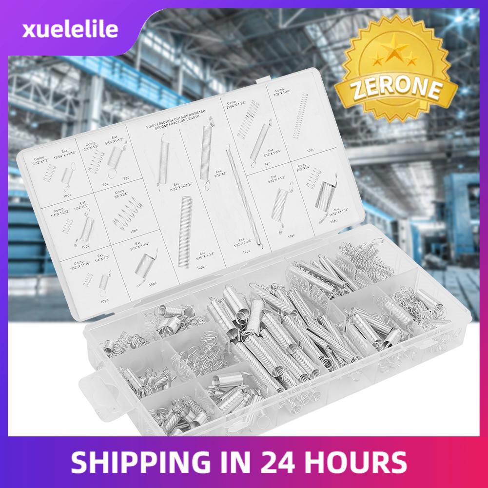 200pcs/Set 20 Sizes Assorted Springs Extension Tension Compression Spring Assortment Metal Springs Kit with Box