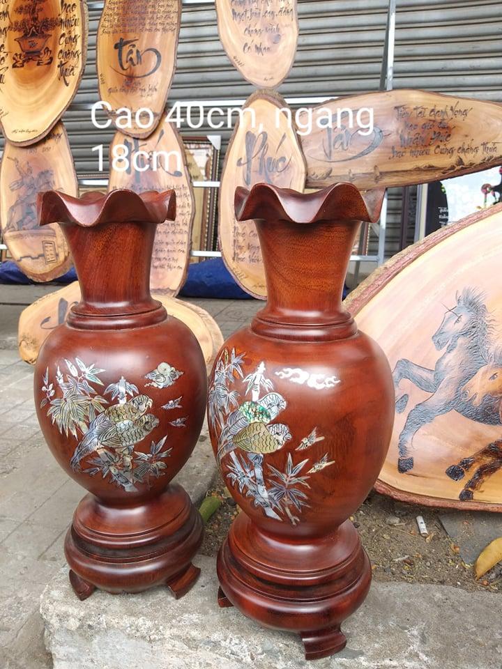 Căp lục bình gỗ Lim cao 40cm