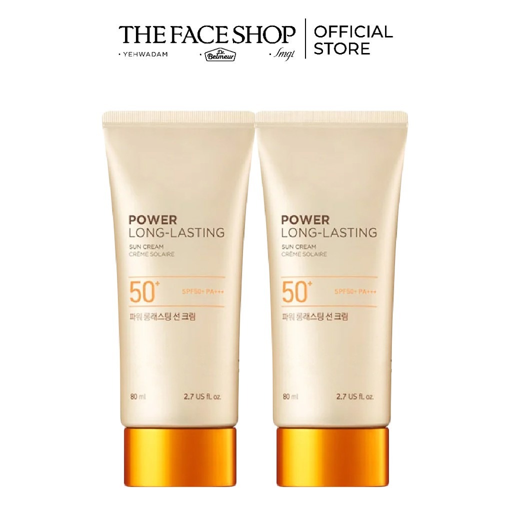 Combo 2 kem chống nắng the face shop natural sun eco power long-lasting sun cream spf50+ pa+++ 80ml