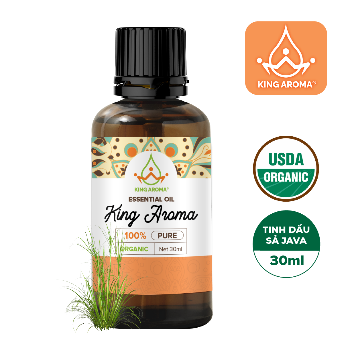 Tinh dầu sả java 100ml king aroma khử mùi bạc hà/ sả chanh/ bưởi/ oải hương/ hoa lài/ chanh/ hoa hồng