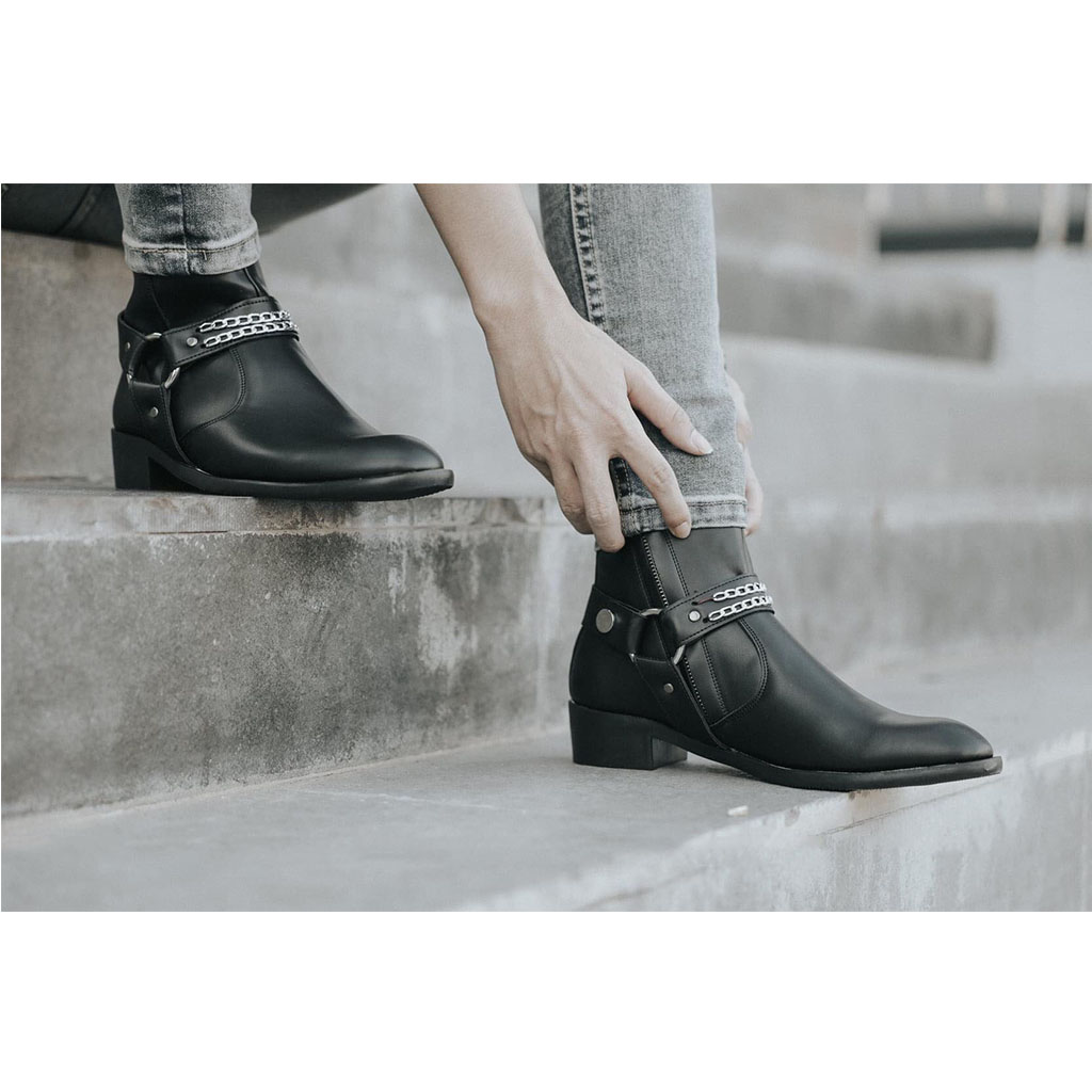 Giày Da Harness Boots Da bò Đế Cao Su Cao Cấp