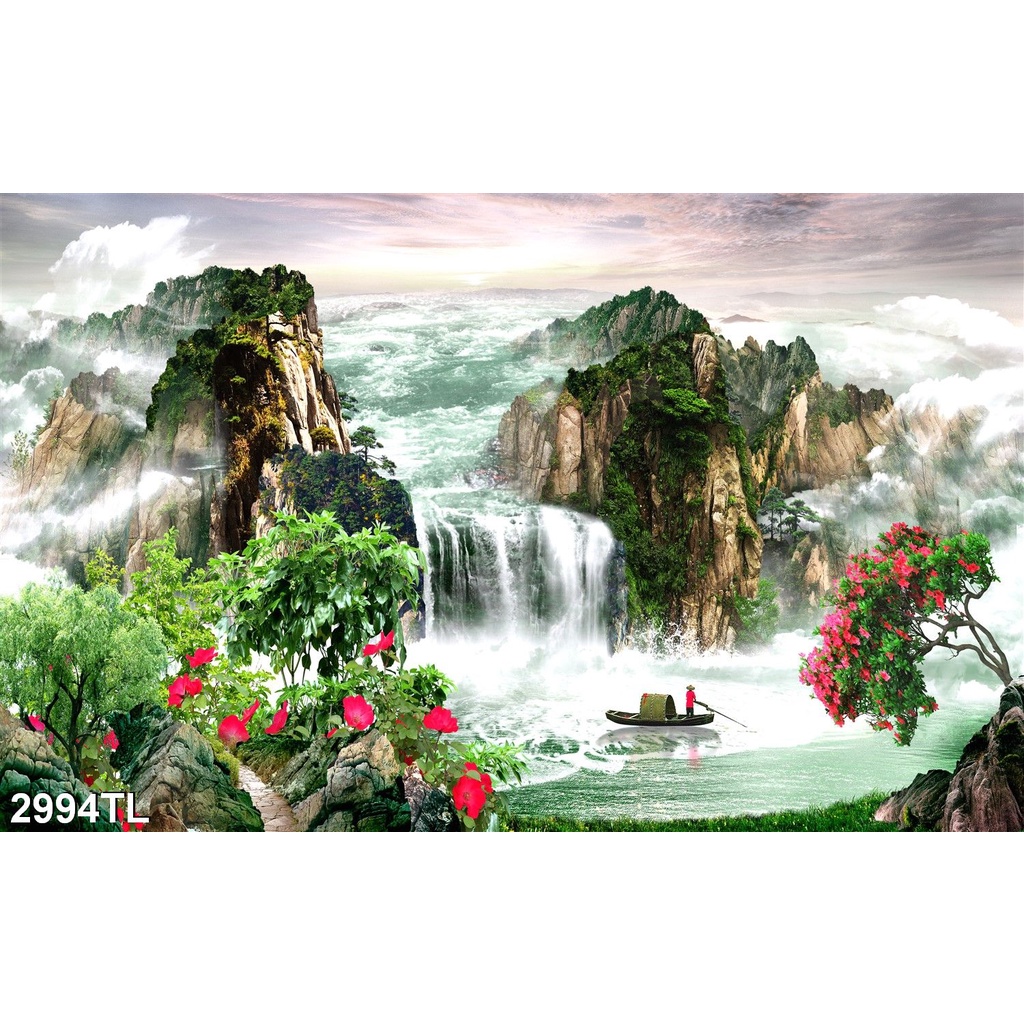 Tranh dán tường Trang Trí Phòng Ngủ Phong Cảnh 3d độc lạ - 2994TL- có in kích thước theo yêu cầu