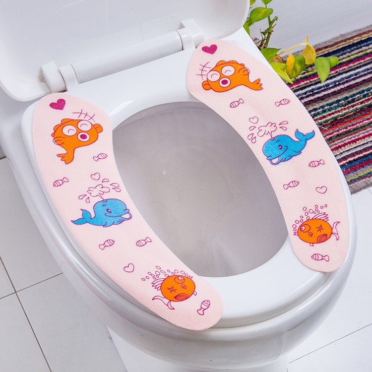 [HCM]Tấm phủ bồn cầu  miếng dán lót bồn cầu chống lạnh mùa đông dễ thương dùng nhiều lần