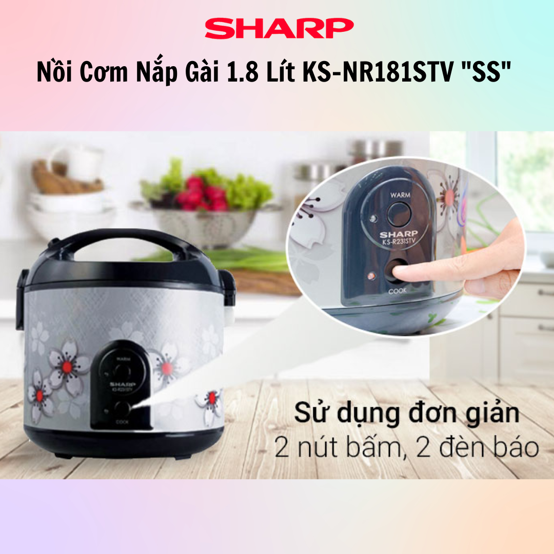 Nồi Cơm Điện Sharp KS-NR181STV SS - 1.8 Lít - Hàng chính hãng