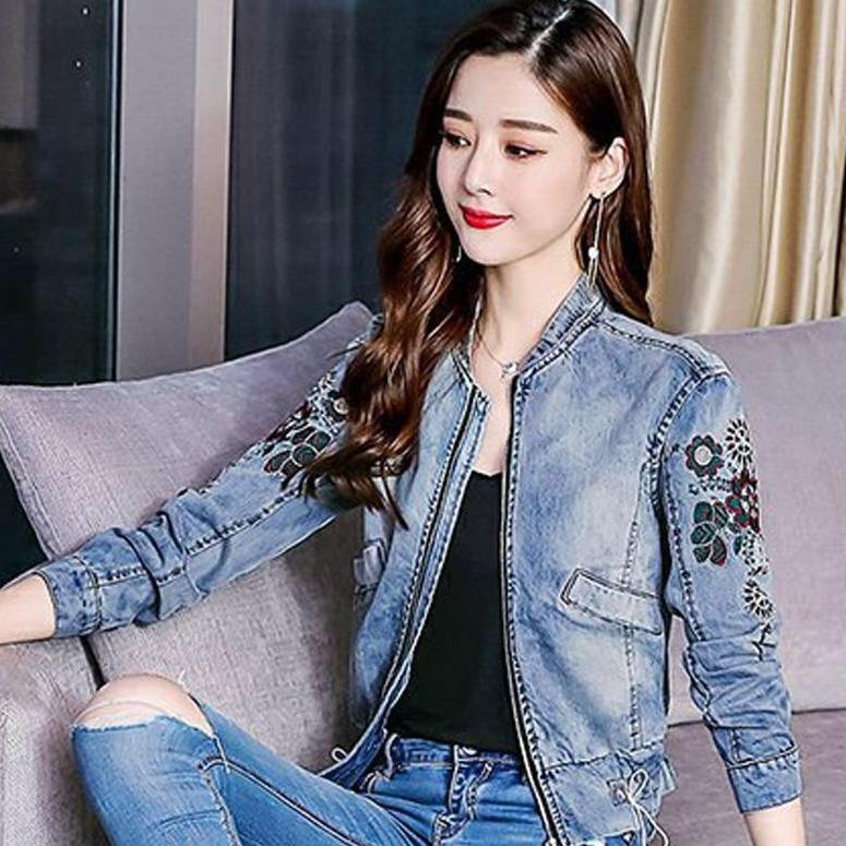 ÁO KHOÁC JEAN NỮ THÊU HOA