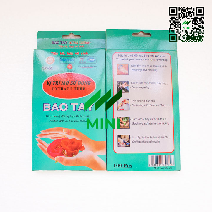 1 Hộp / 100 - Chiếc Găng tay nylon trong dùng 1 lần