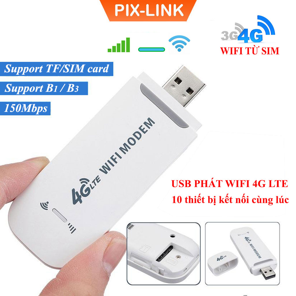 Bộ phát sóng wifi từ sim 4G PIX-LINK USB Modem  ,USB phát Wifi 4G LTE từ Sim 4G, Dcom phát wifi di động  tốc độ cao, phủ sóng rộng