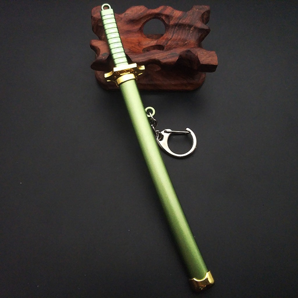Móc khóa hình kiếm katana kim loại không gỉ Roronoa Zoro anime One Piece 16cm Chammart