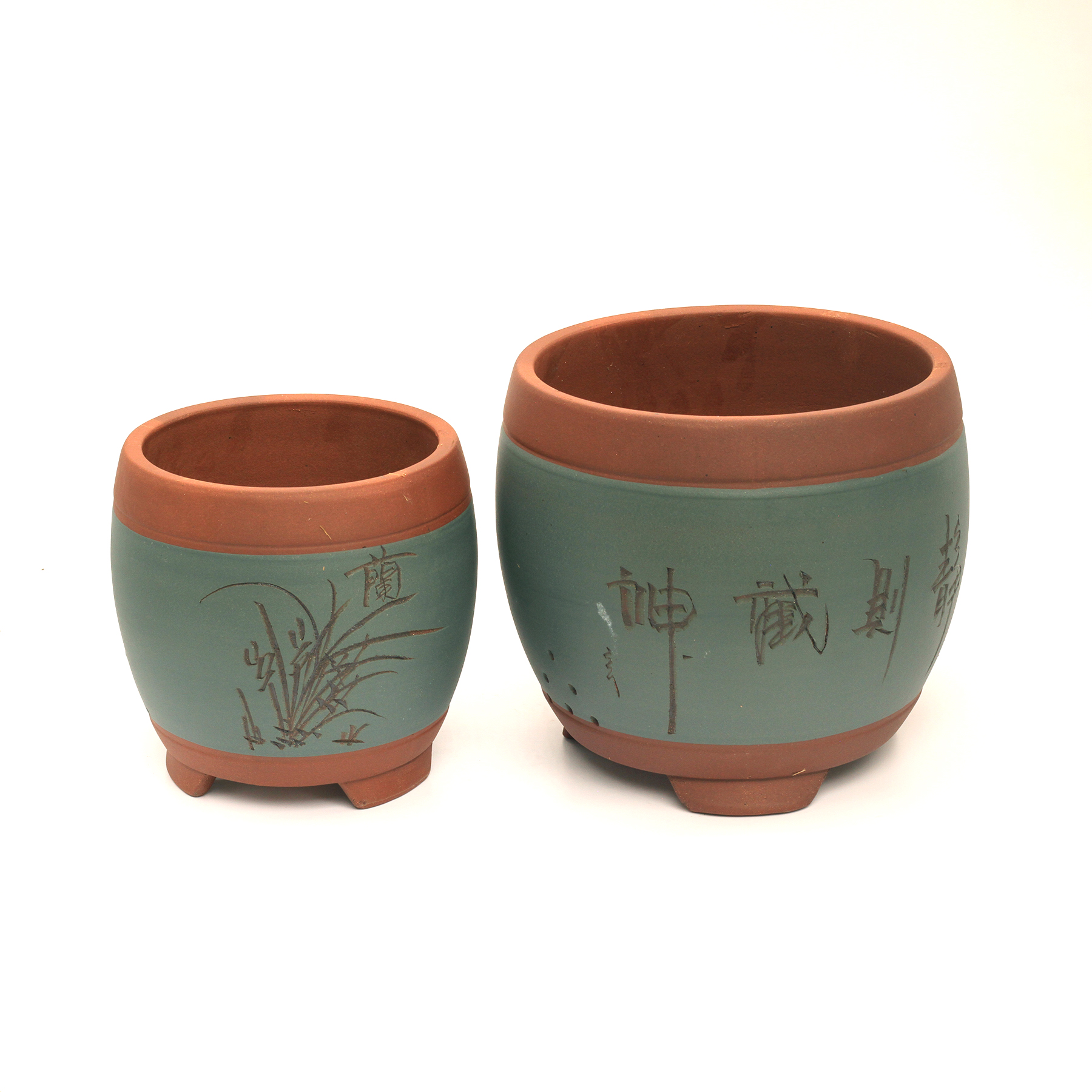 Chậu gốm sứ Phúc Kiến trồng cây nhập kiểu dáng hình trống chạm khắc tinh xảo 2 size