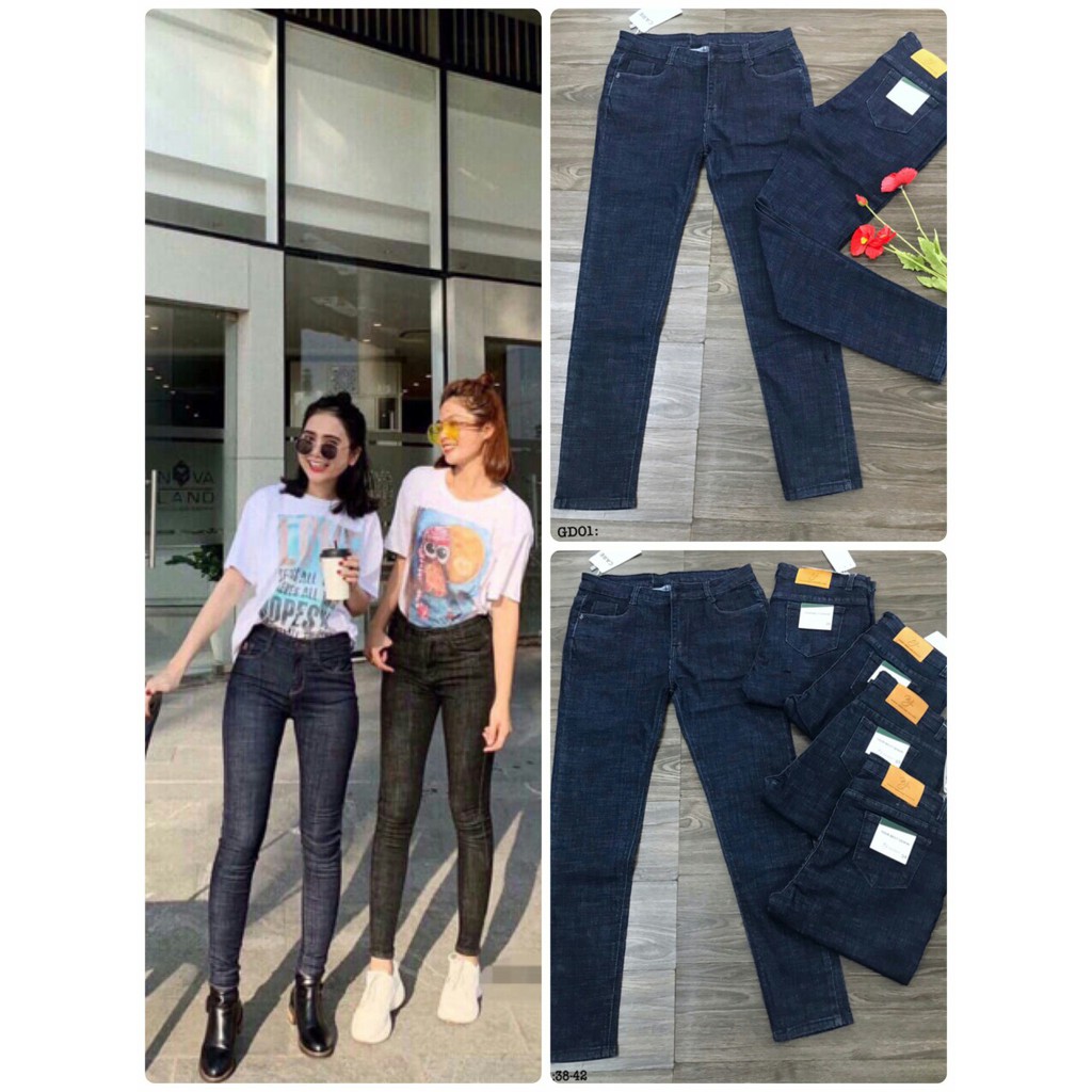 [HCM]Bigsize 32-36 quần jean dài xanh đen (co giãn)