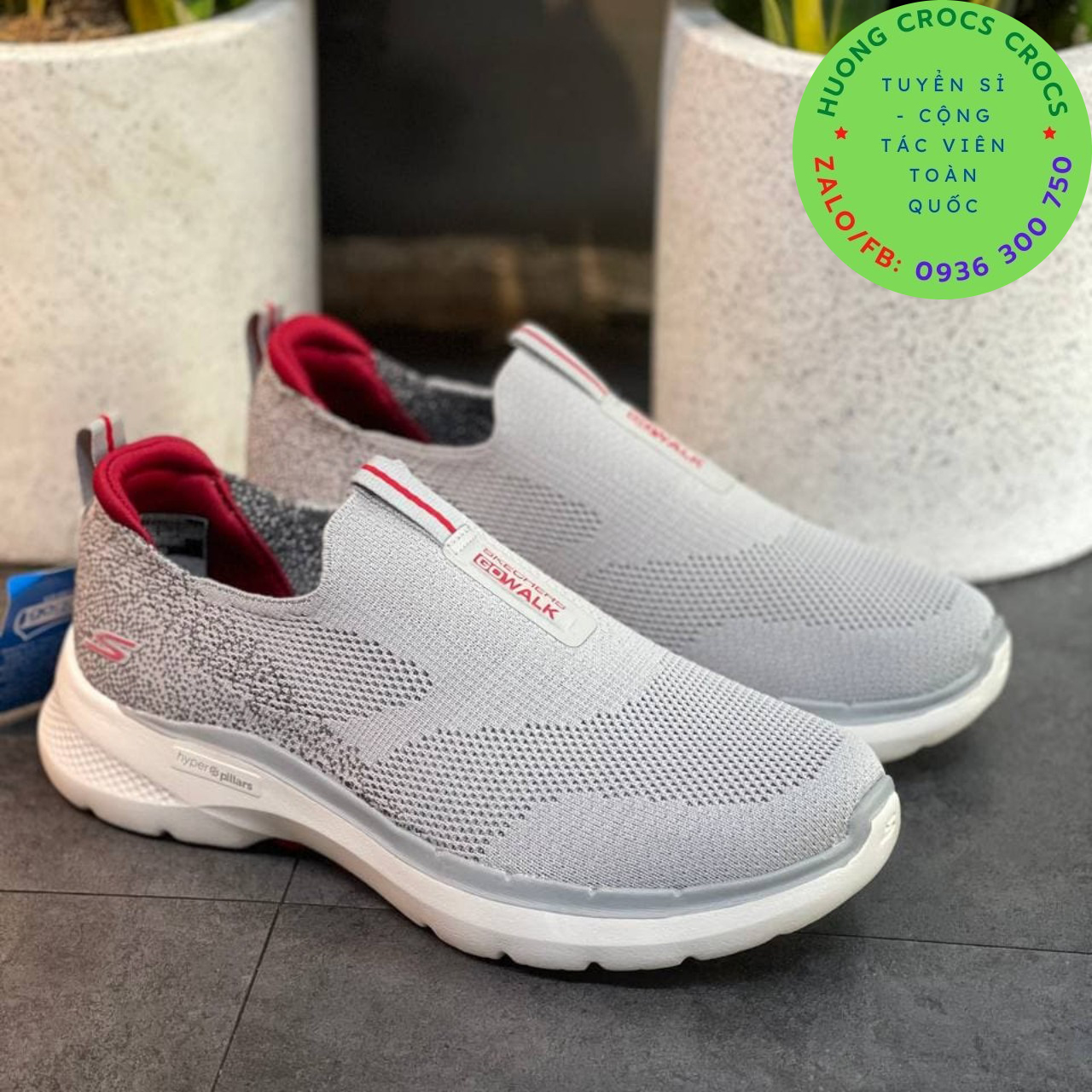 Giày thể thao skechers gowalk 6 màu trắng bạc