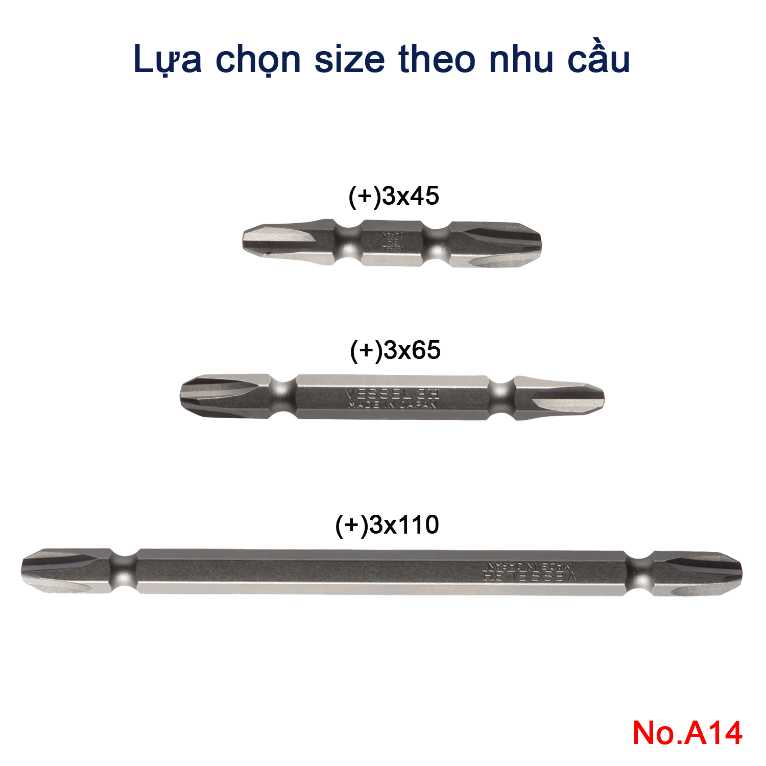 Mũi vặn vít A14 (không từ) - Vessel (Nhật Bản)