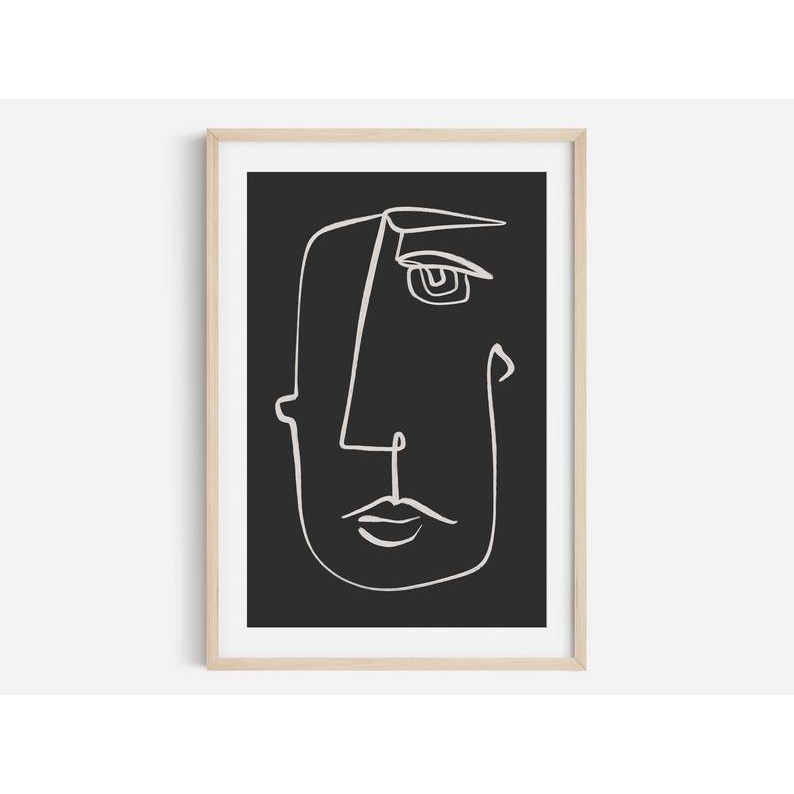 Tranh treo tường | Line art-Abstract Face Fine Line Print, Neutral Prints 56 , tranh canvas giá rẻ