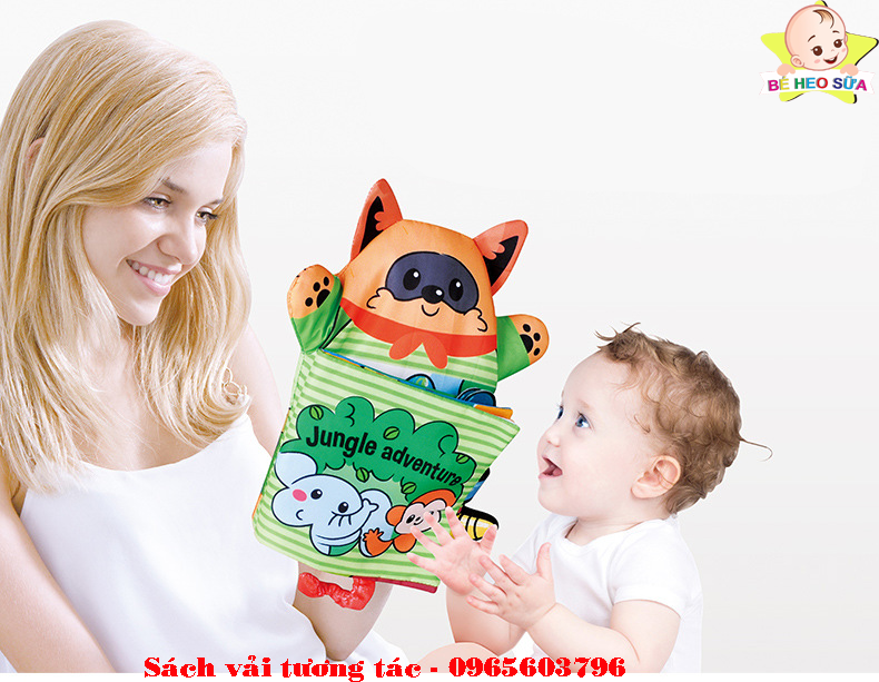 Combo bộ 3 sách vải cho bé kèm rối tay