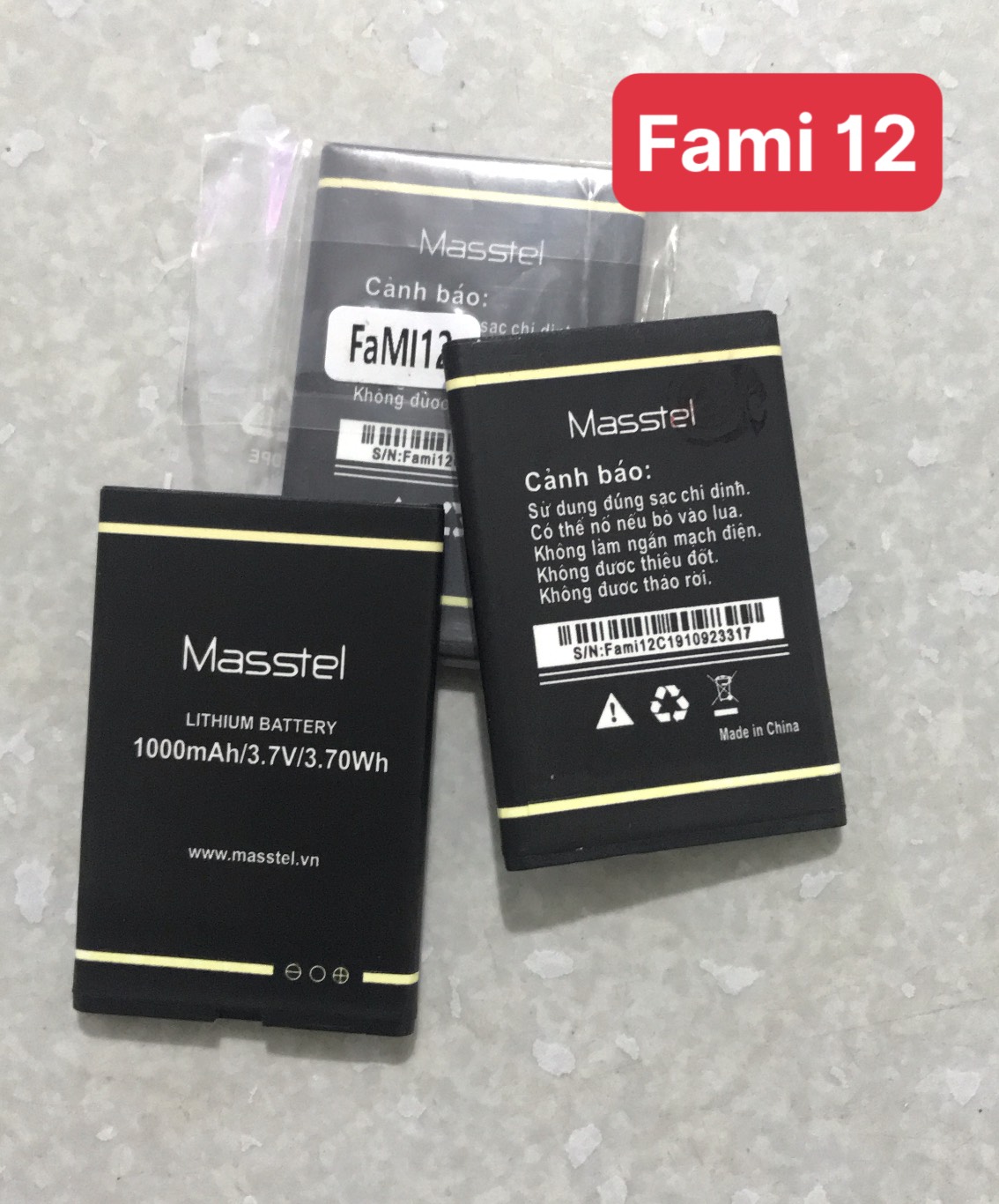 Pin Fami 12 Masstel / dung lượng 1000mAh / pin Fami 12 masstel dung lương 1400mAh
