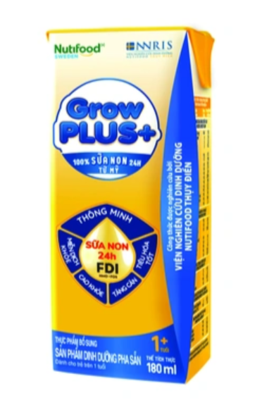 Sữa pha sẵn Nutifood Growplus Vàng - sữa non 180ml (thùng 48 hộp)