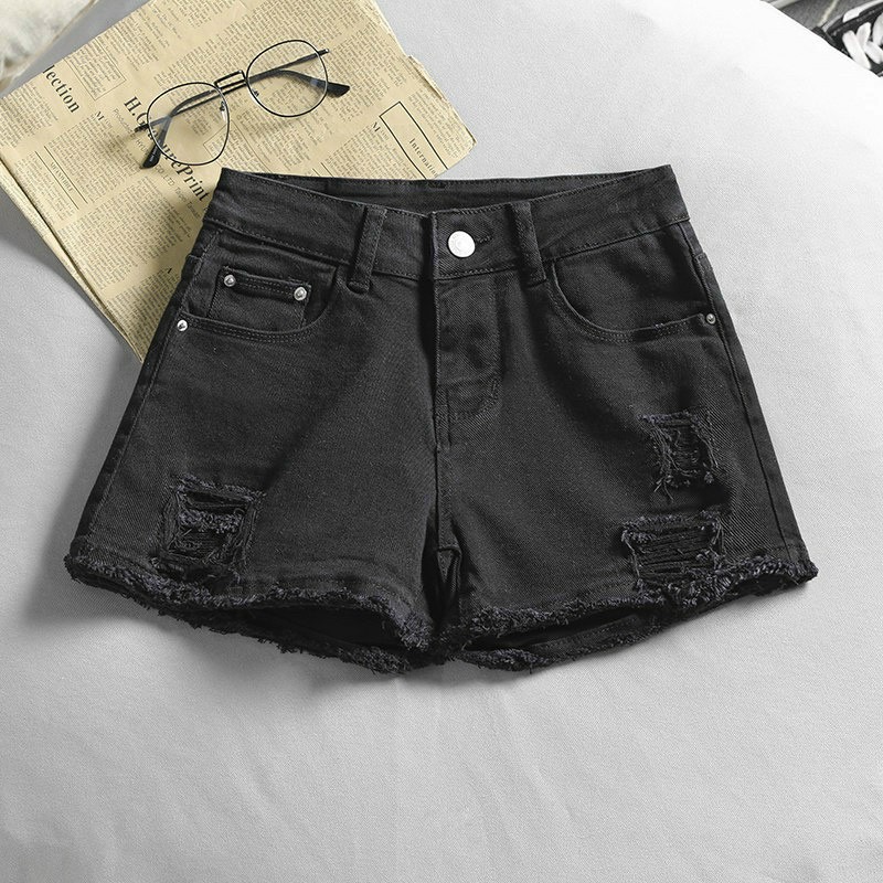 Quần short jean nữ RÁCH ĐEN TRẮNG tua lai xịn, chất jean mềm và mịn SL9493034