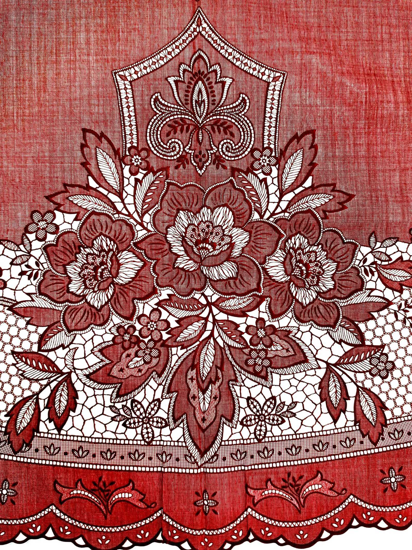 (Free 1 Food Placemat 30X45 cm) Paulee Fy116 Tablecloth [135 cm X 180 cm] Red, Luxurious Pattern - Flexible Pvc Material - Waterproof.