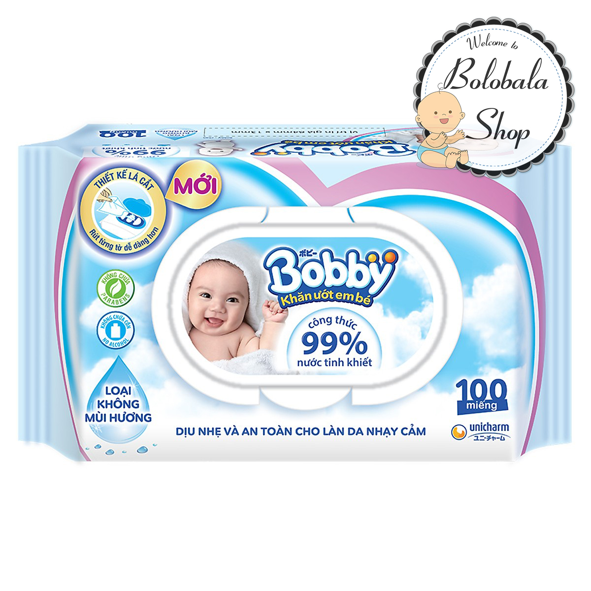 [HCM]Khăn Ướt Bobby 100 miếng/ 80 miếng - hàng chính hãng
