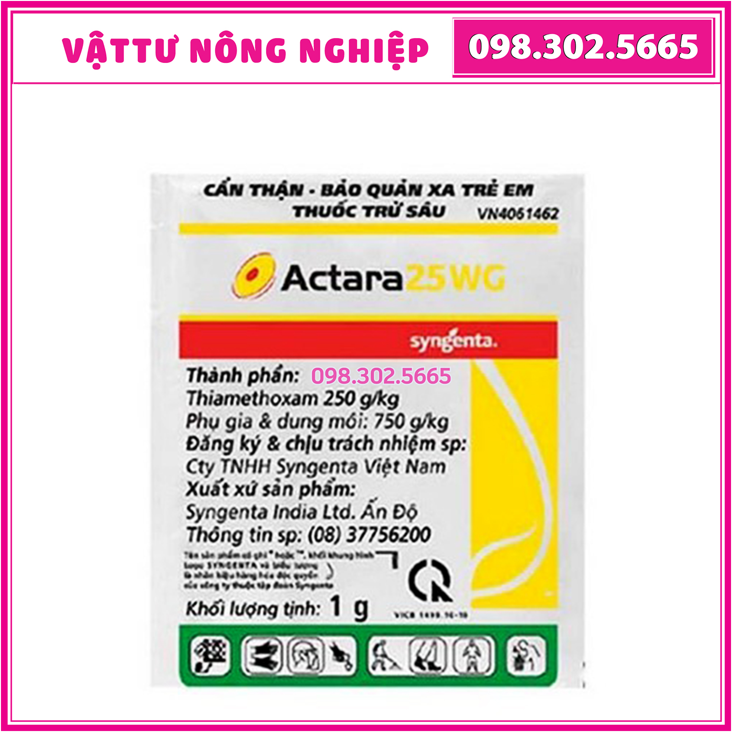 ACTARA 25 WG gói 1g phòng côn trùng cho cây trồng