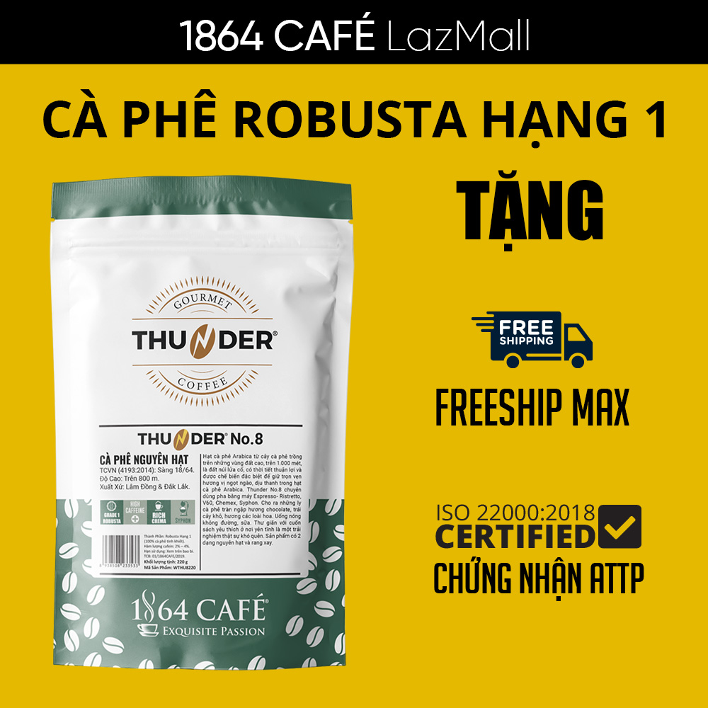 220g Cà Phê Hạt Thunder No.8 - 1864 CAFÉ