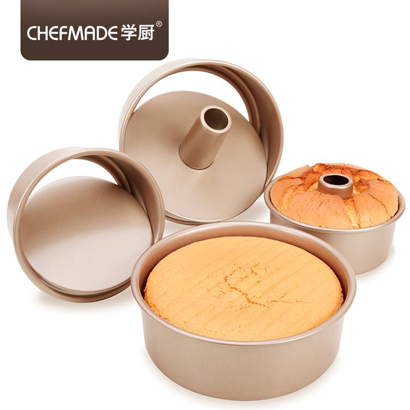 Chefmade Chef Made 6-Inch/8-Inch Không Dính Sống Đáy Rỗng Ống Khói Khuôn Bánh Chiffon Bộ Tạo Khuôn Hình