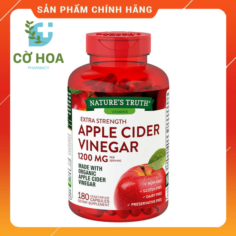 [HCM]Viên giảm cân giấm táo Natures Truth Apple Cider Vinegar 1200 mg - Hộp 180 viên nhập khẩu
