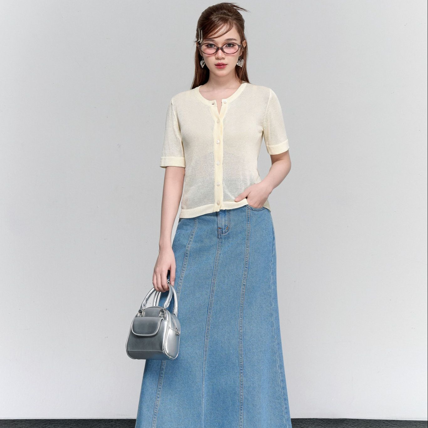 Voucher siêu sale 15% olv - chân váy norie denim skirt