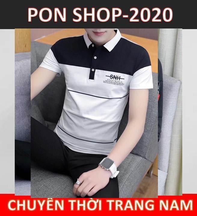 ÁO THUN NAM PON SHOP 2020 D16 MÀU XÁM TRẮNG ĐEN