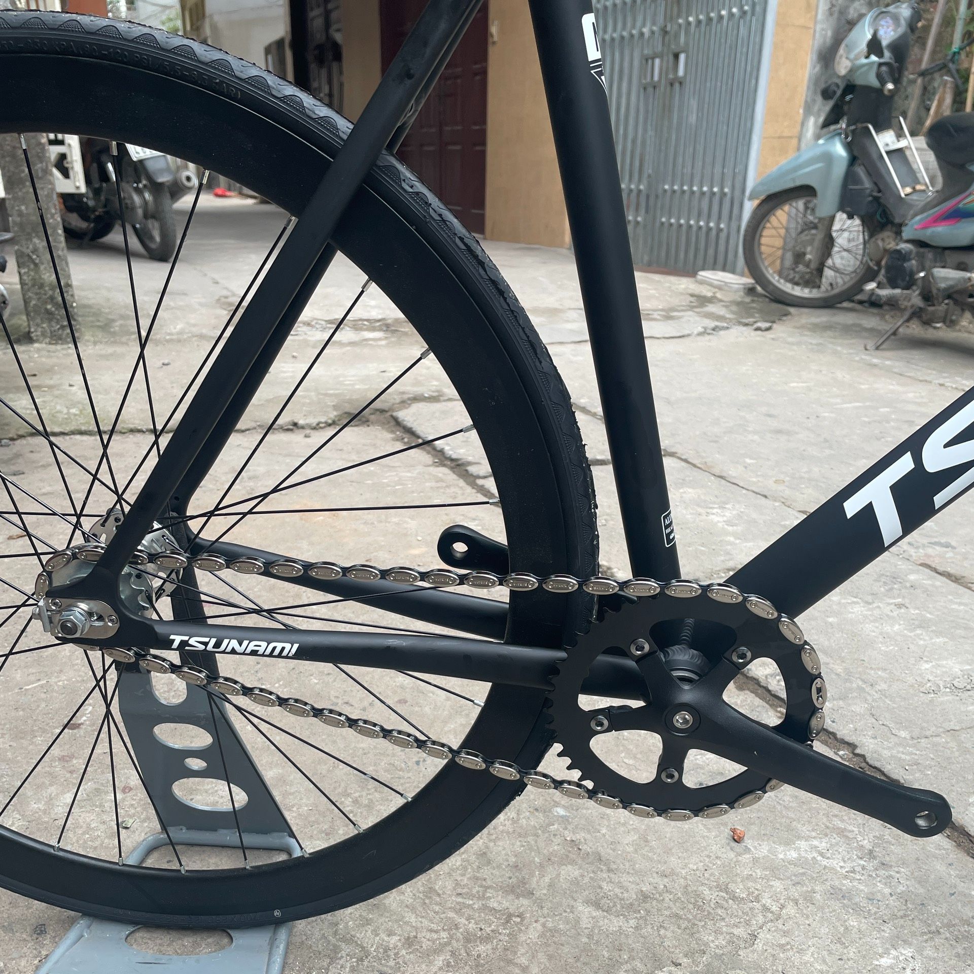 Bộ vành xe đạp Fixed Gear Hub XJ bạc đạn Đen 4cm