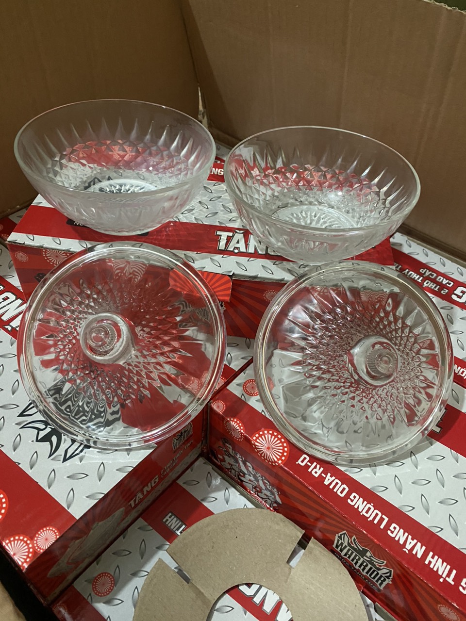 Bộ 2 Thố thủy tinh có nắp đựng mứt, bánh kẹo