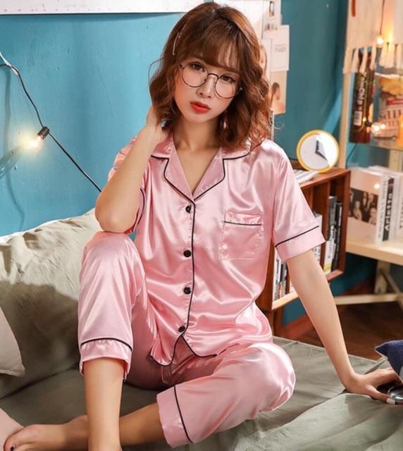 pijama lụa cộc tay quần dài M888