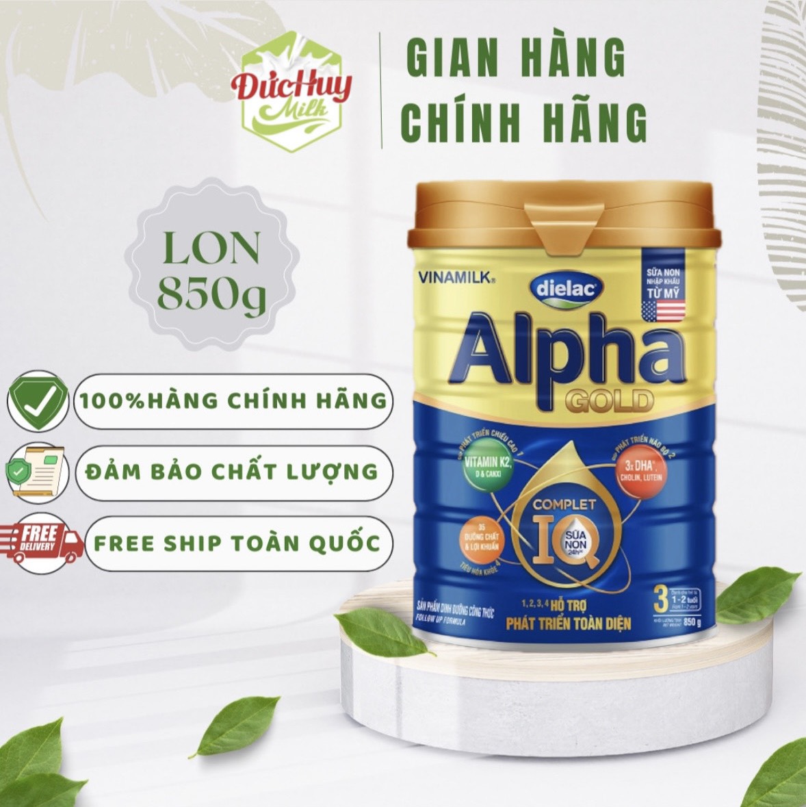 Sữa bột Vinamilk Dielac Alpha Gold 3 sữa non 850g