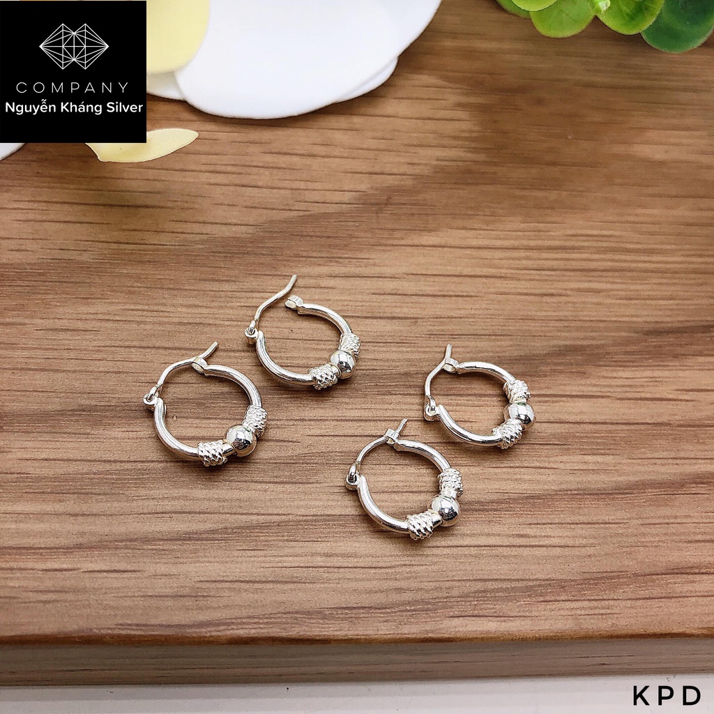 1 đôi khuyên tai bạc nam nữ trẻ em trơn không gắn đá