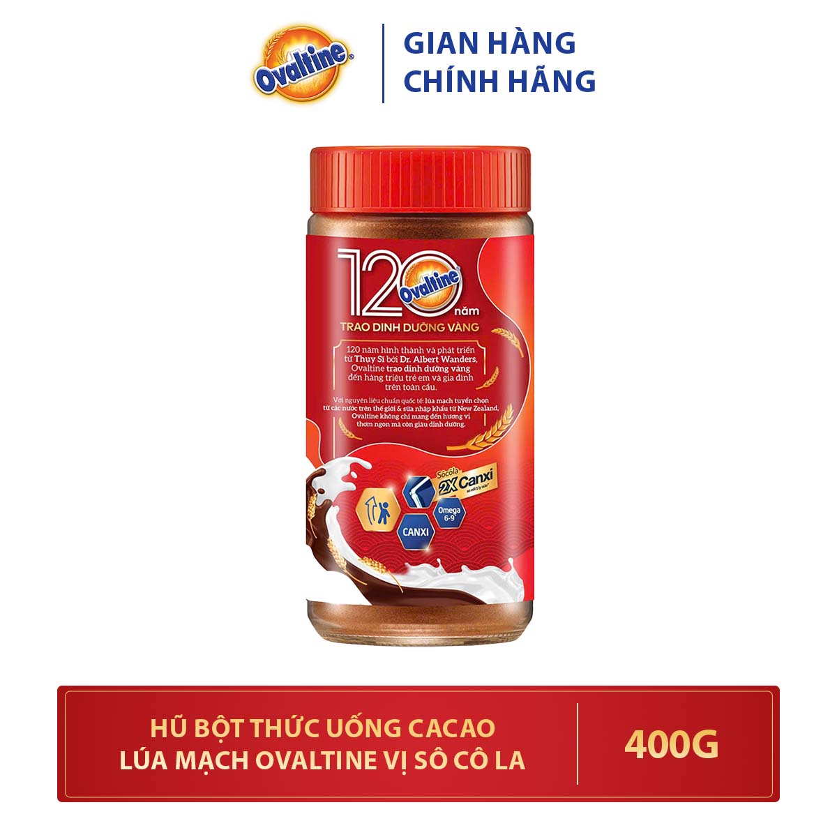 Hũ Bột Thức Uống Cacao Lúa Mạch Ovaltine Vị Sô Cô La 400G