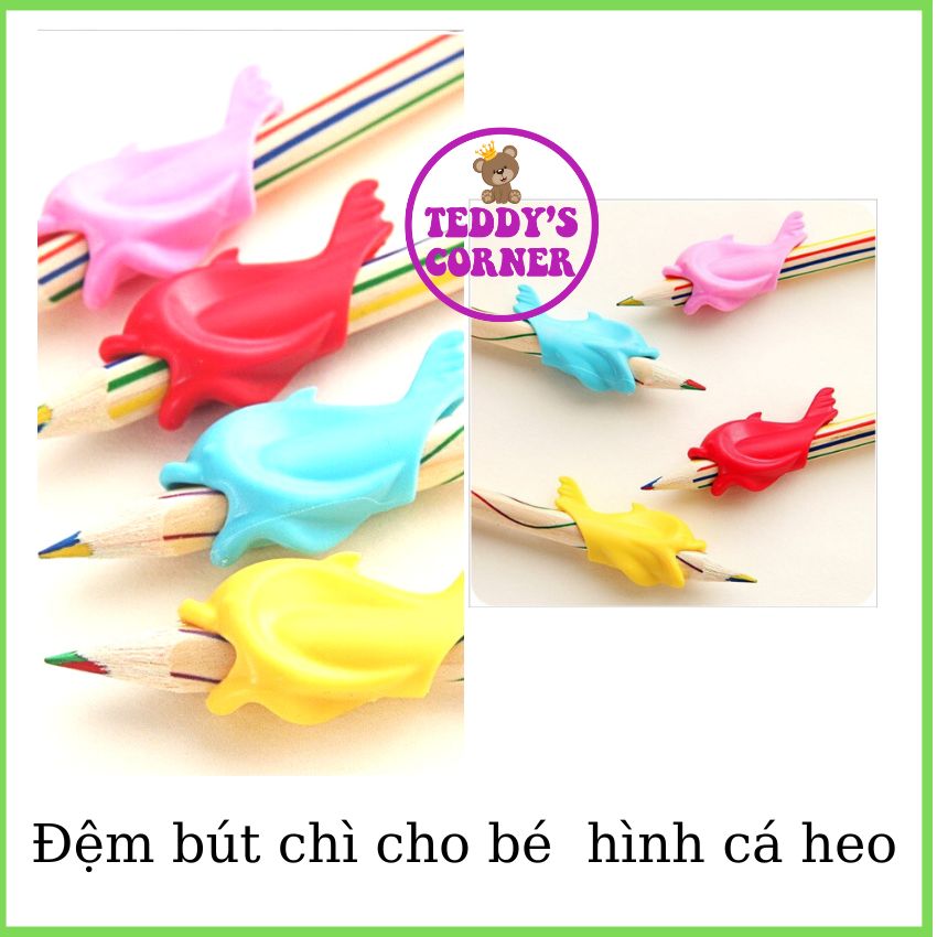 Túi Đệm Bút Hình Cá Heo Cho Bé, Màu Sắc Dễ Thương, Giúp Bé Tập Cầm Bút Chì Viết 1 Cách Dễ Dàng, Thành Thạo.