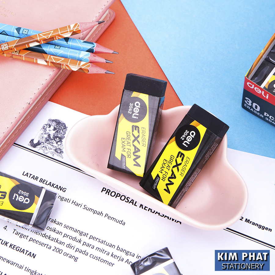 Gôm tẩy 2B DELI màu đen MS3042 (Combo 02 Cái)