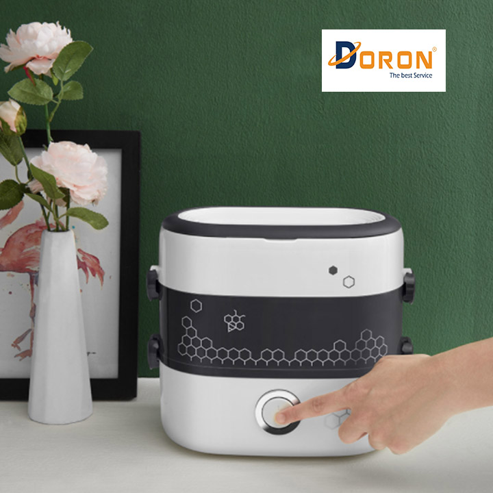 Hộp cơm điện 4 bát gốm sứ 2 tầng, Nồi cơm mini cho dân văn phòng, hộp cơm hâm nóng