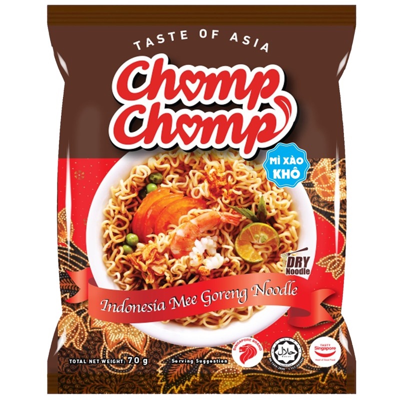 Mì ống Ý◎  Chomp Chomp - Mì xào khô kiểu Indonesia gói 70 gram sản xuất và nhập khẩu từ Malaysia