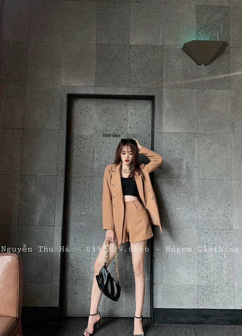 Sét áo vest nút kèm áo 2 dây quần short