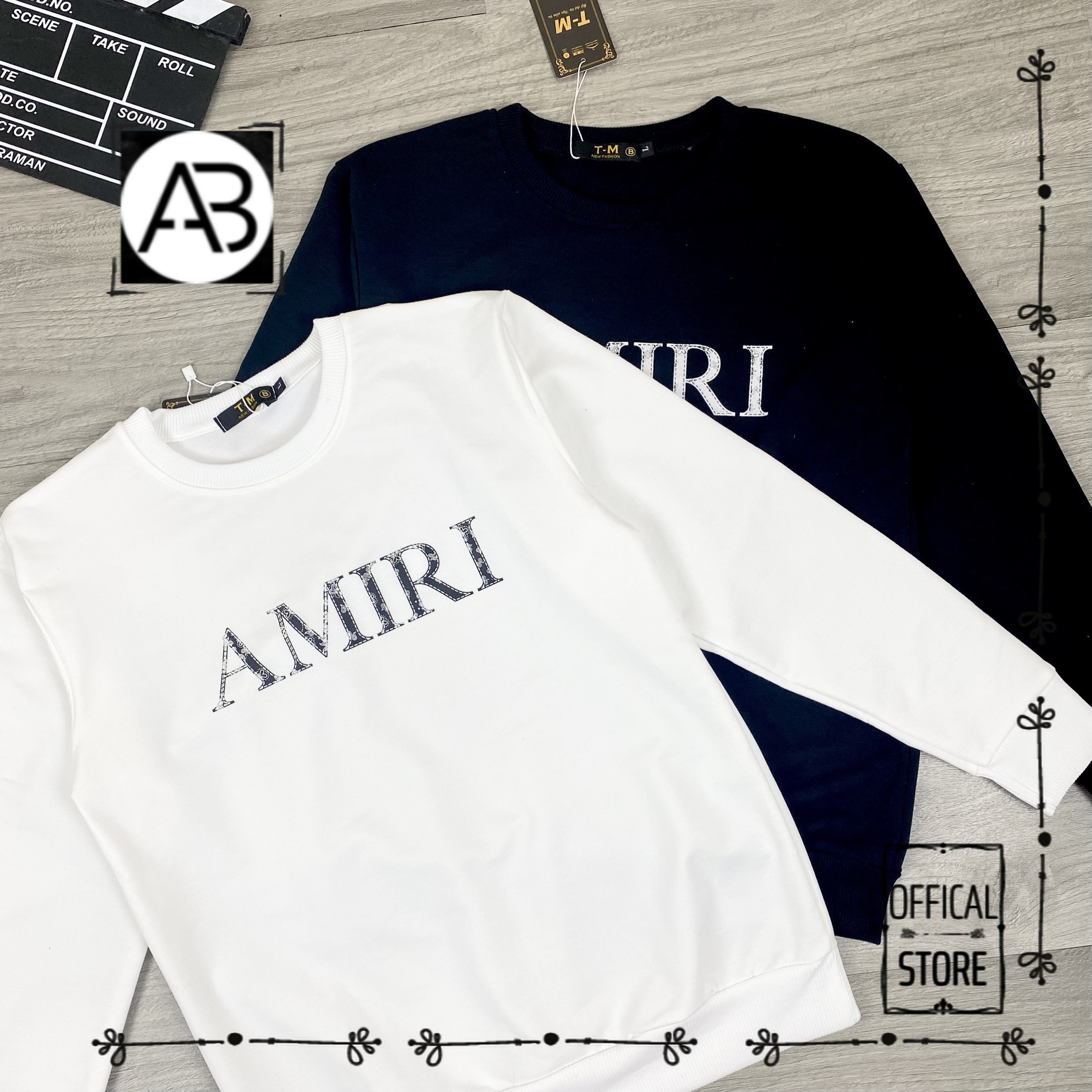 [AB SHOP] ÁO THUN TAY DÀI NAM NỮ BASIC TRƠN IN CHỮ AMIRI TM063 [HCM]