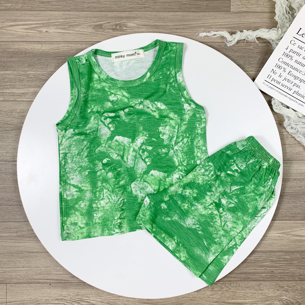 [SALE] Bộ Ba Lỗ Bé Trai Minky Mom Vải Thun Lạnh Loang Màu Tye Dye 2022, Áo Thun 3 Lỗ Cho Bé Mặc Hè Thoáng Mát MKM3LO2201
