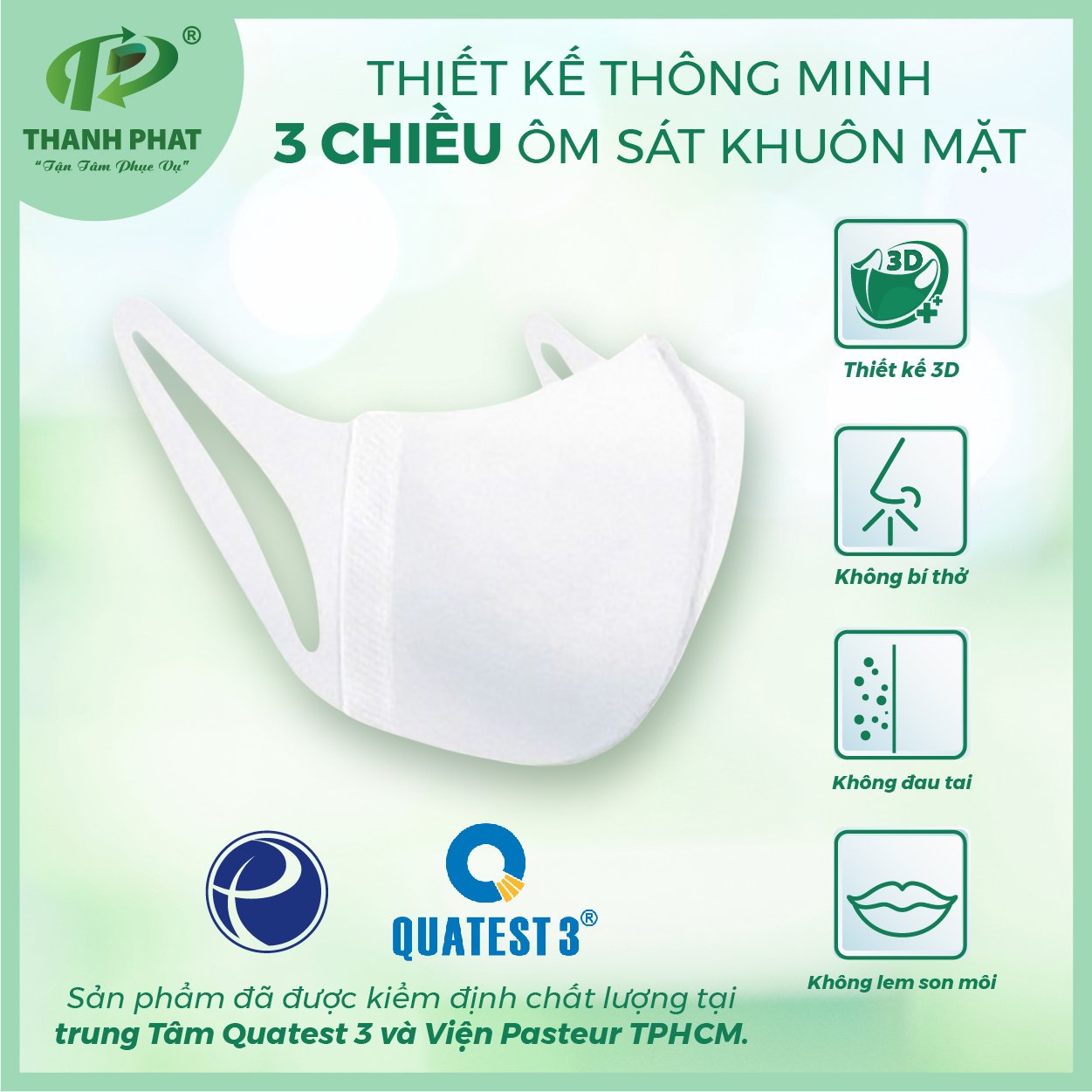 Khẩu trang 3D Hello Mask - Japan Màu Trắng (Hộp 50 cái)