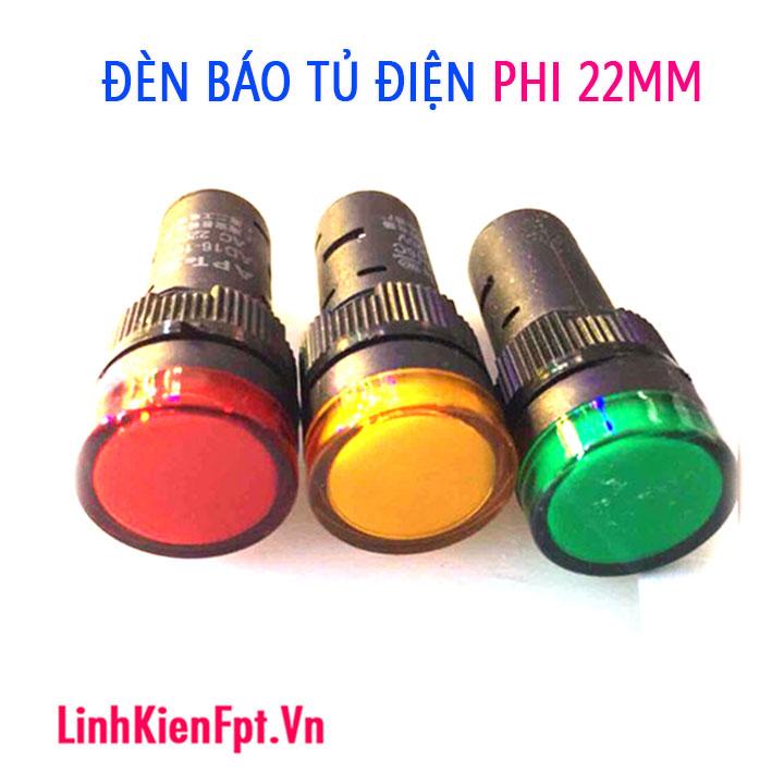 Đèn báo pha tủ điện 22mm 220VAC Combo 3 Đèn