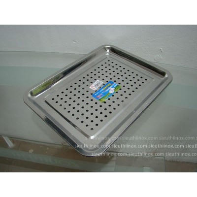 Khay inox 2 lớp để ấm ch&eacute;n